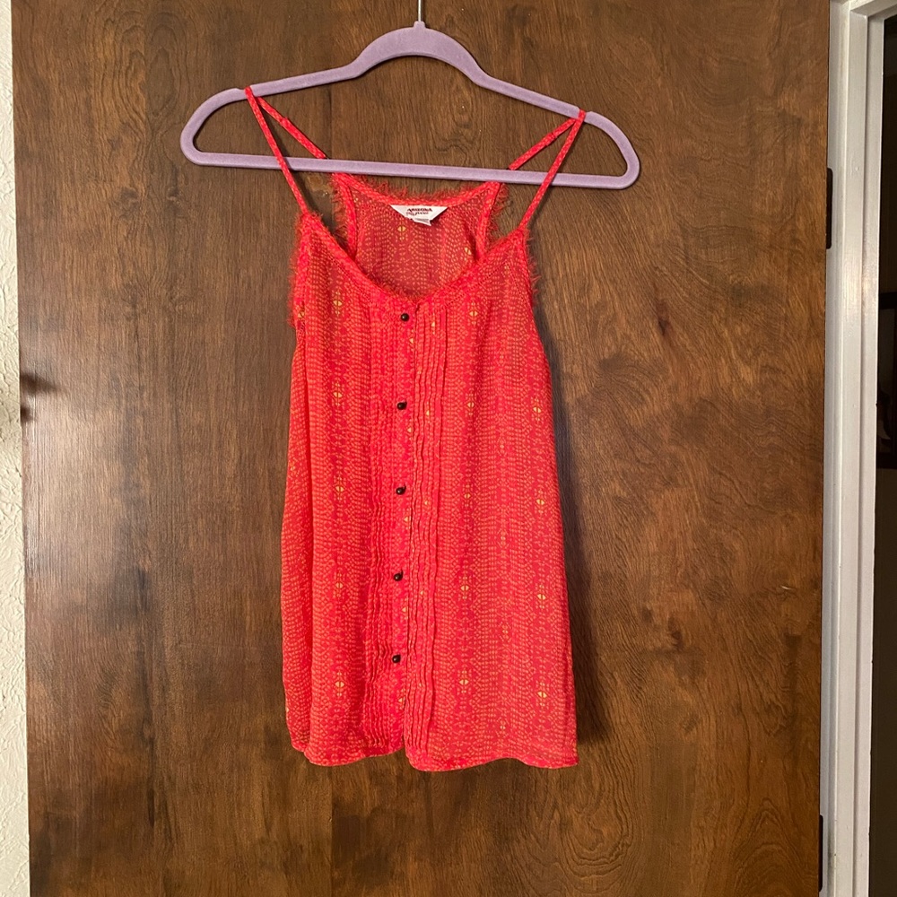 Sheer Tank Top with Buttons